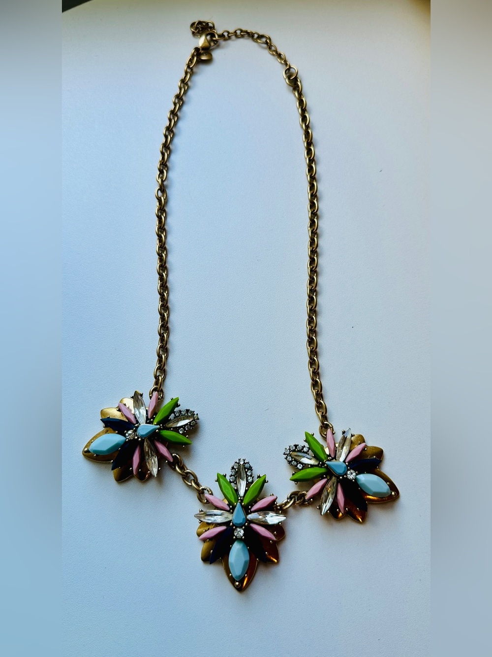 J. Crew Gold-Tone Multicolor Floral Cluster Necklace
